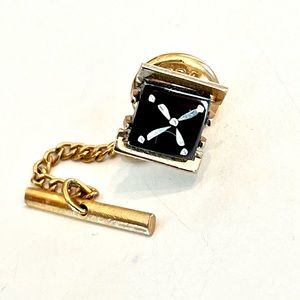 Vintage 50s Carved Hematite Tie Tack